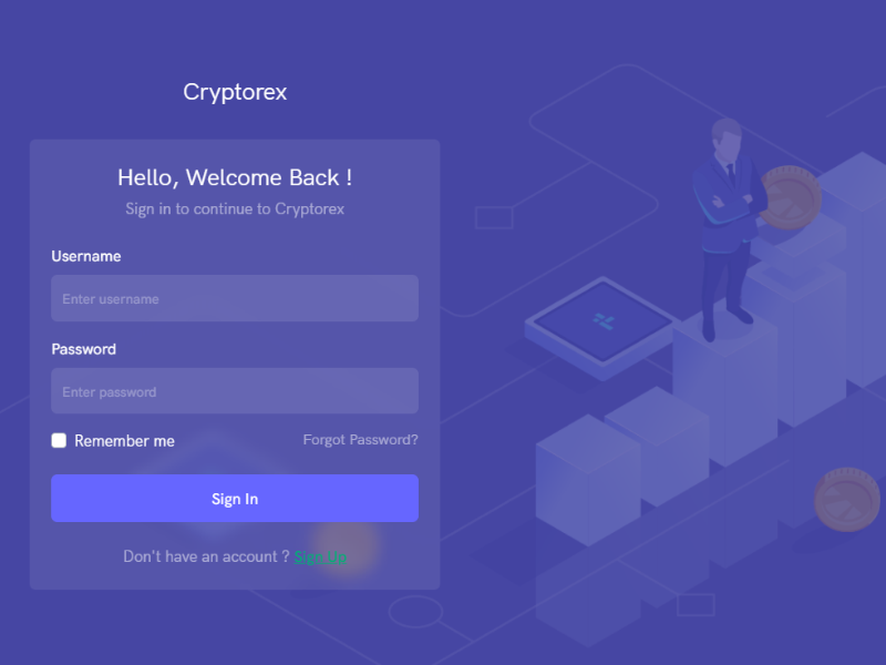 Cryptorex vertical sign-in